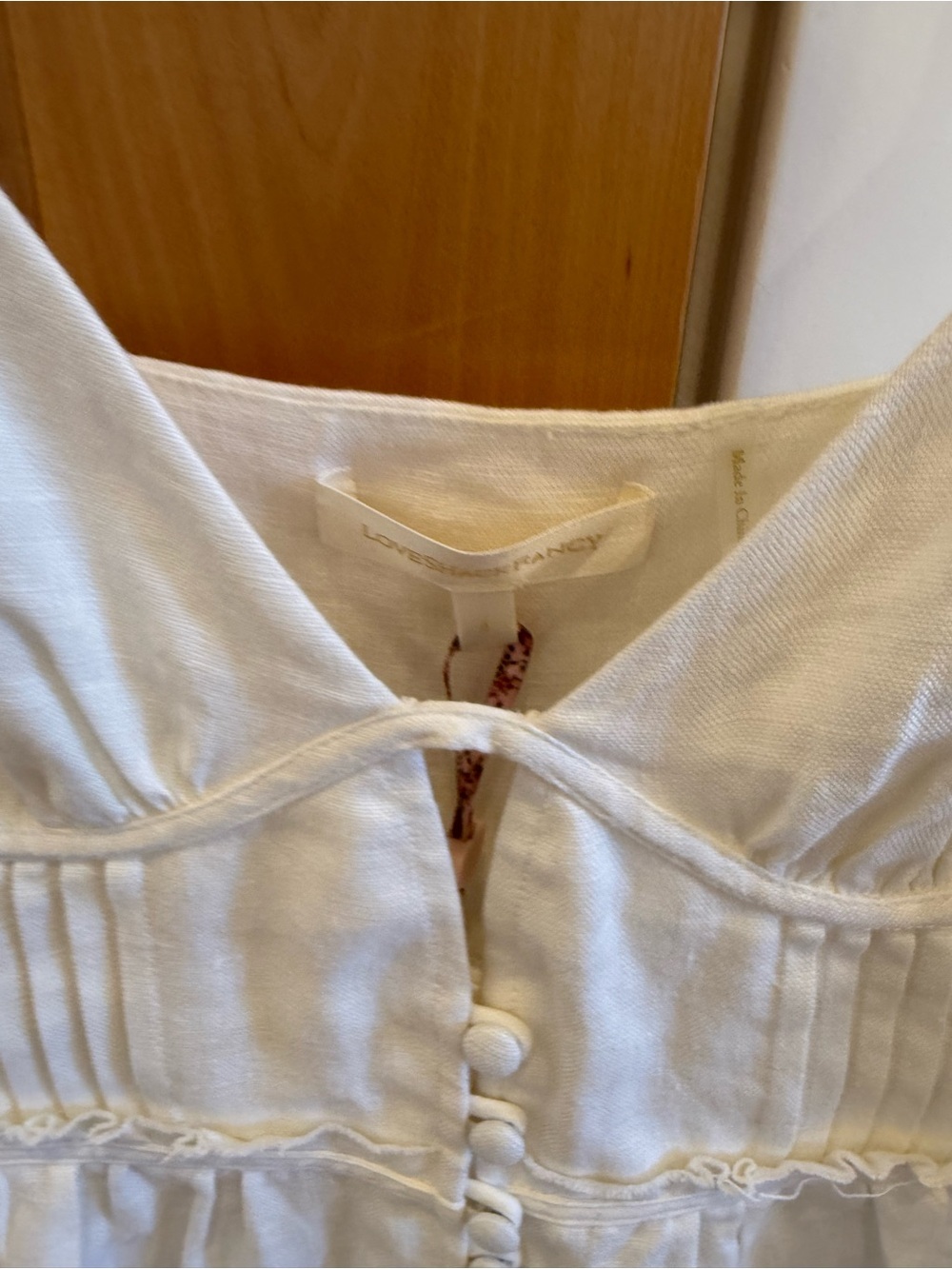 White LoveShackFancy Button-Front Linen Cami Dress - Picture 3 of 3